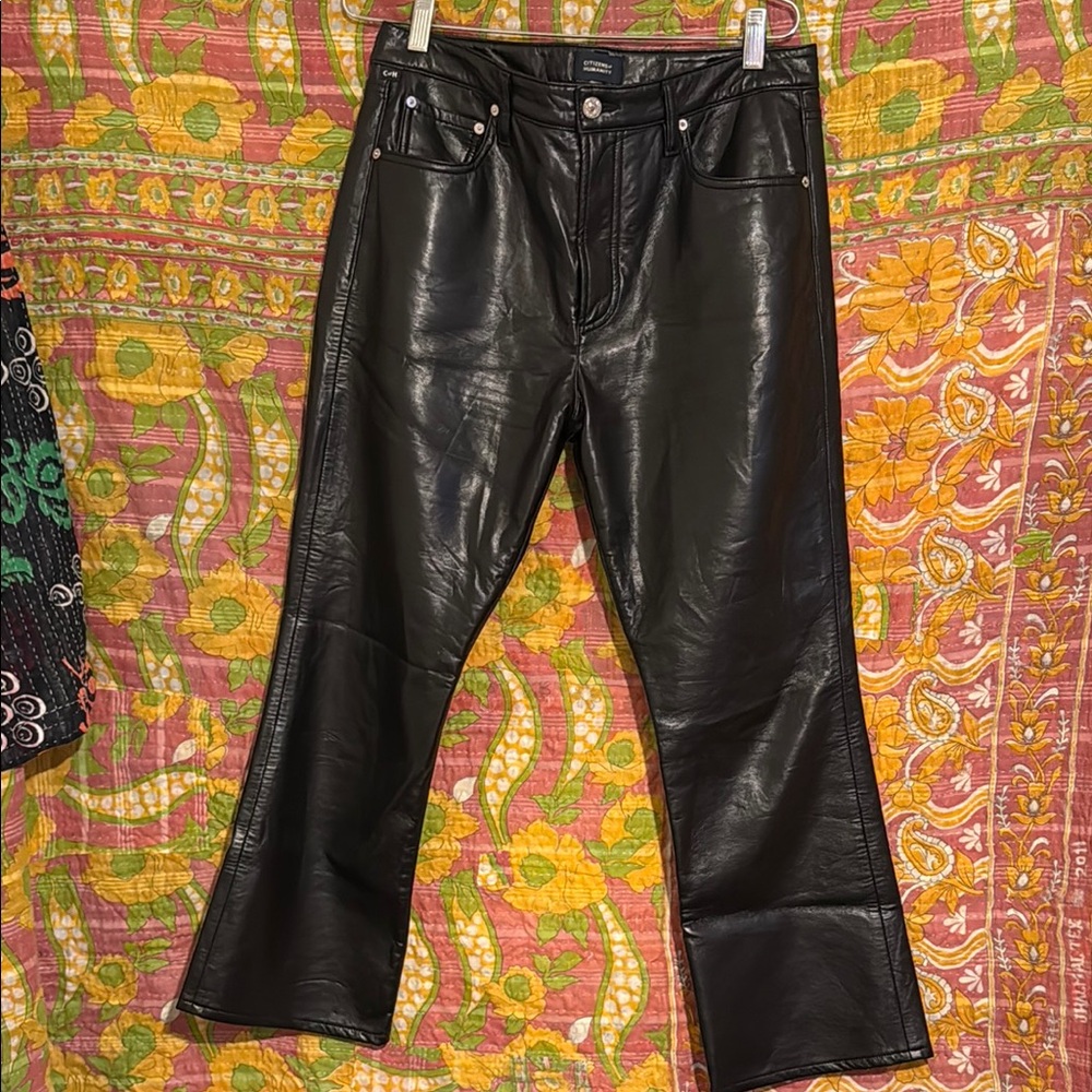 Citizens Of Humanity Black Leather-Look Flare Jeans